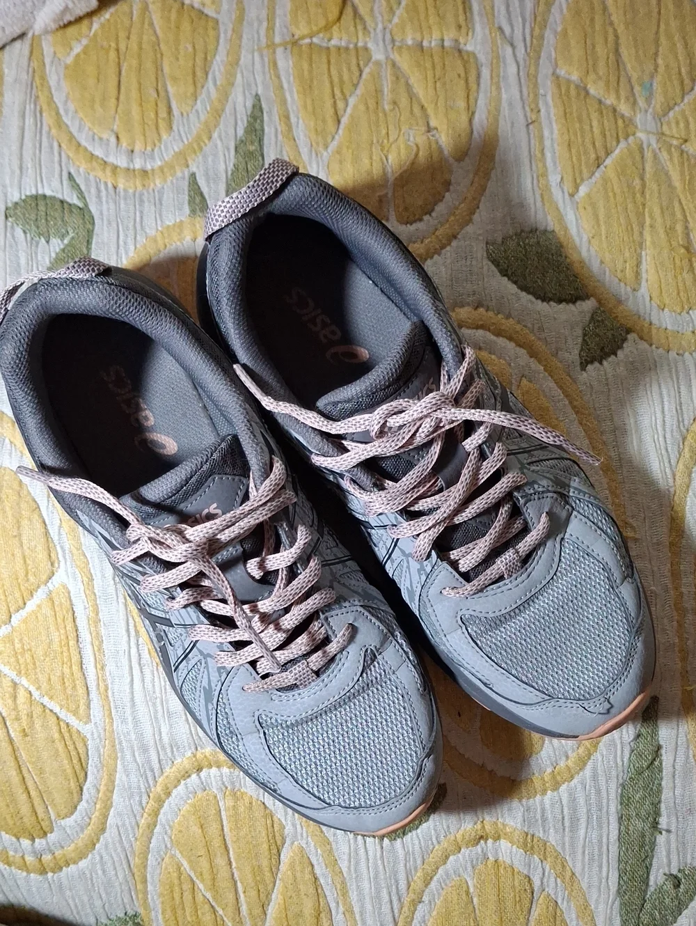 Asics Gray Sneakers with Light Pink Accents